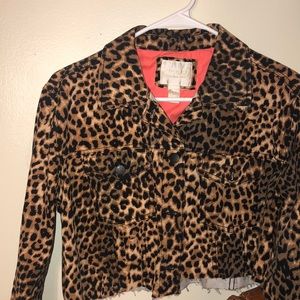 Cheetah jean jacket CHOPPED MED